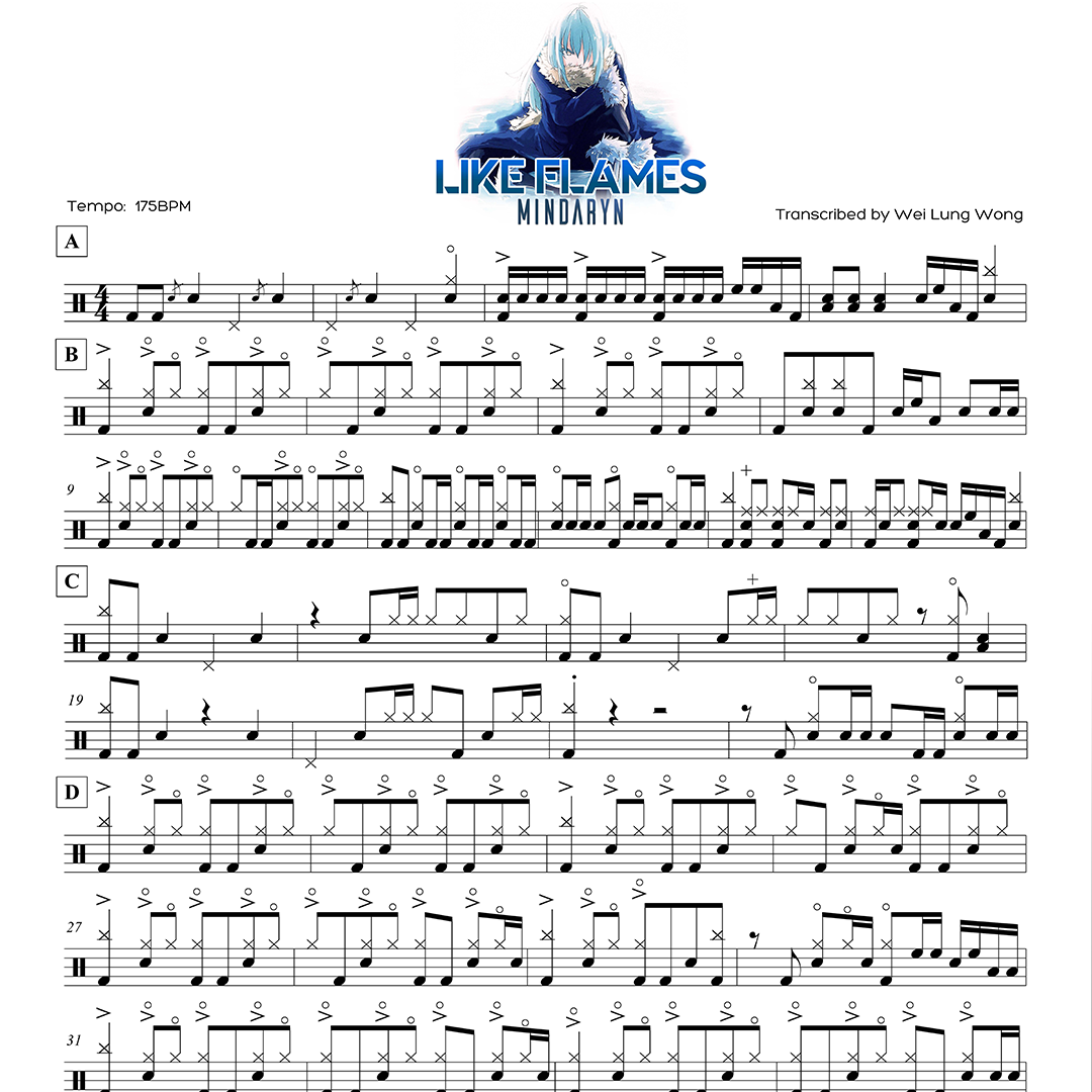 MindaRyn - Like Flames Drum Sheet thm.png